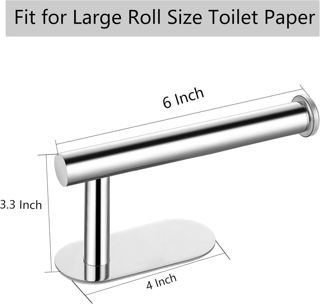 Self Adhesive Toilet Paper Holder, 304 Stainless Steel Wall Mounted Toilet Paper Holder, Adhesive Mounting, No Drilling Toilet Paper Holder Suitable for Bathroom, Kitchen, Toilet, RV (Chrome), 1 pack