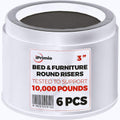 iPrimio Bed Risers 3" Lift, Heavy Duty, Dorm Storage, Round, White, 6 Pack