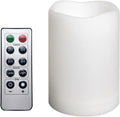 1 Pack Outdoor LED Flameless Pillar Candle with Remote and Timer, 3” x 4”