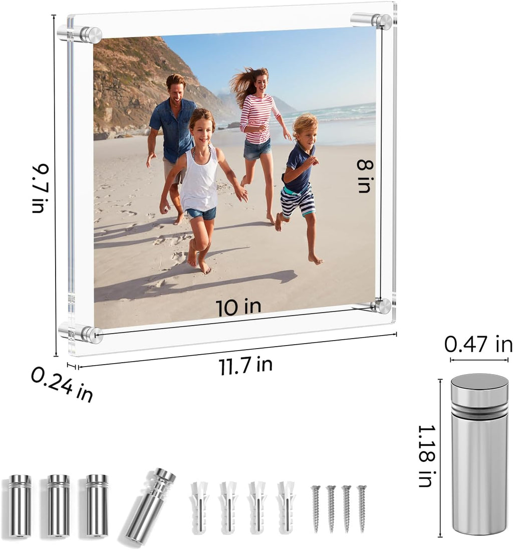 AITEE 8x10 Acrylic Picture Frames 4 Pack, Clear Floating Wall Frames