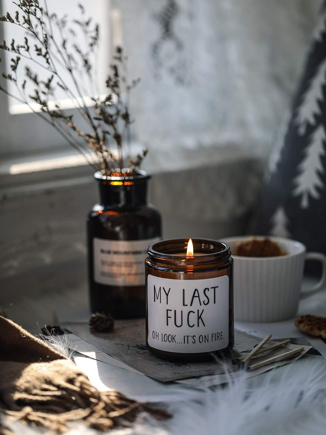 Funny Gift for Men Women, My Last Fuck Oh Look It's on Fire Candle