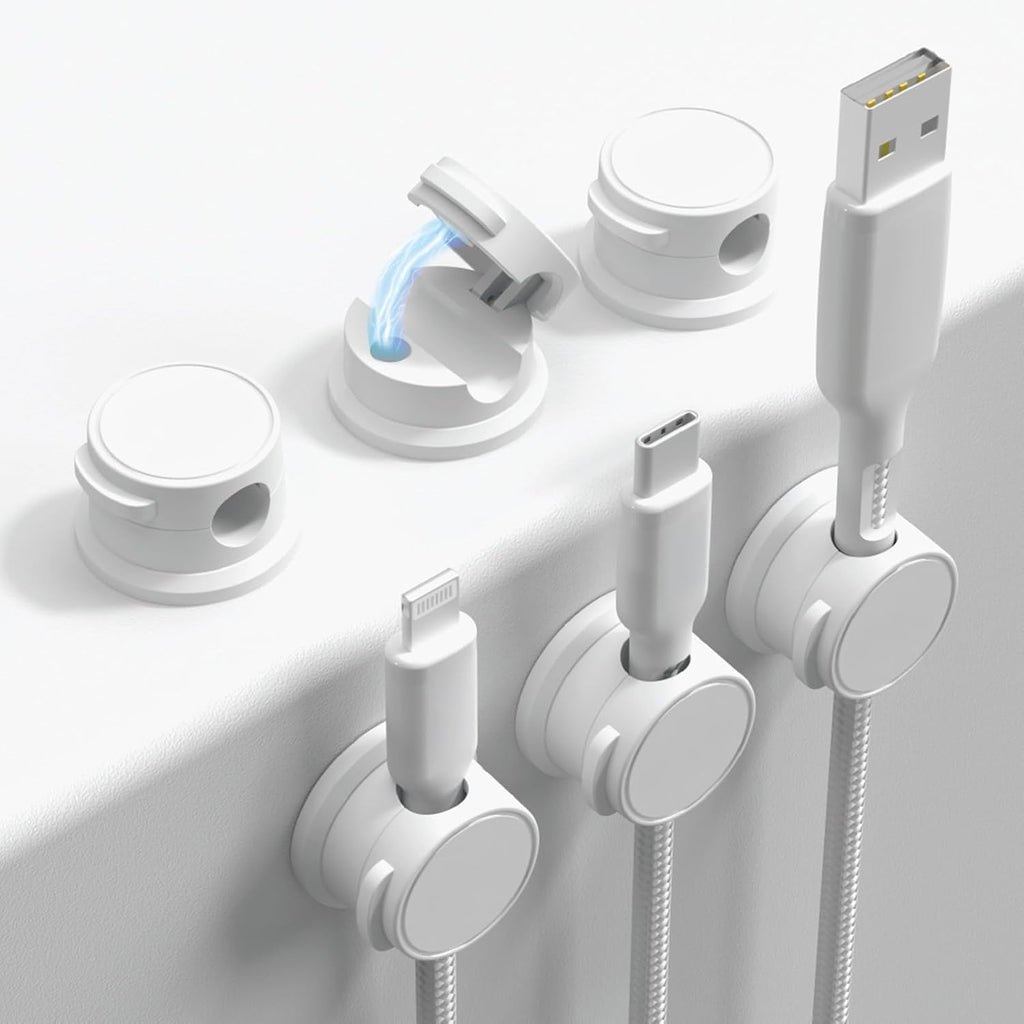 Travel Depot Cable Management Magnetic Snap Organizer, White, 6-Pack, White
