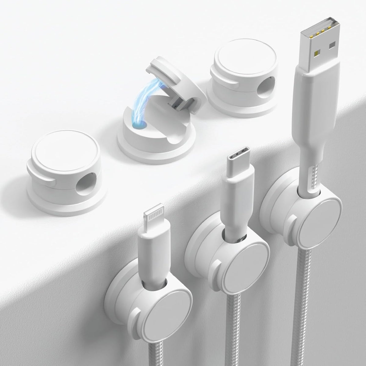 Travel Depot Cable Management Magnetic Snap Organizer, White, 6-Pack, White