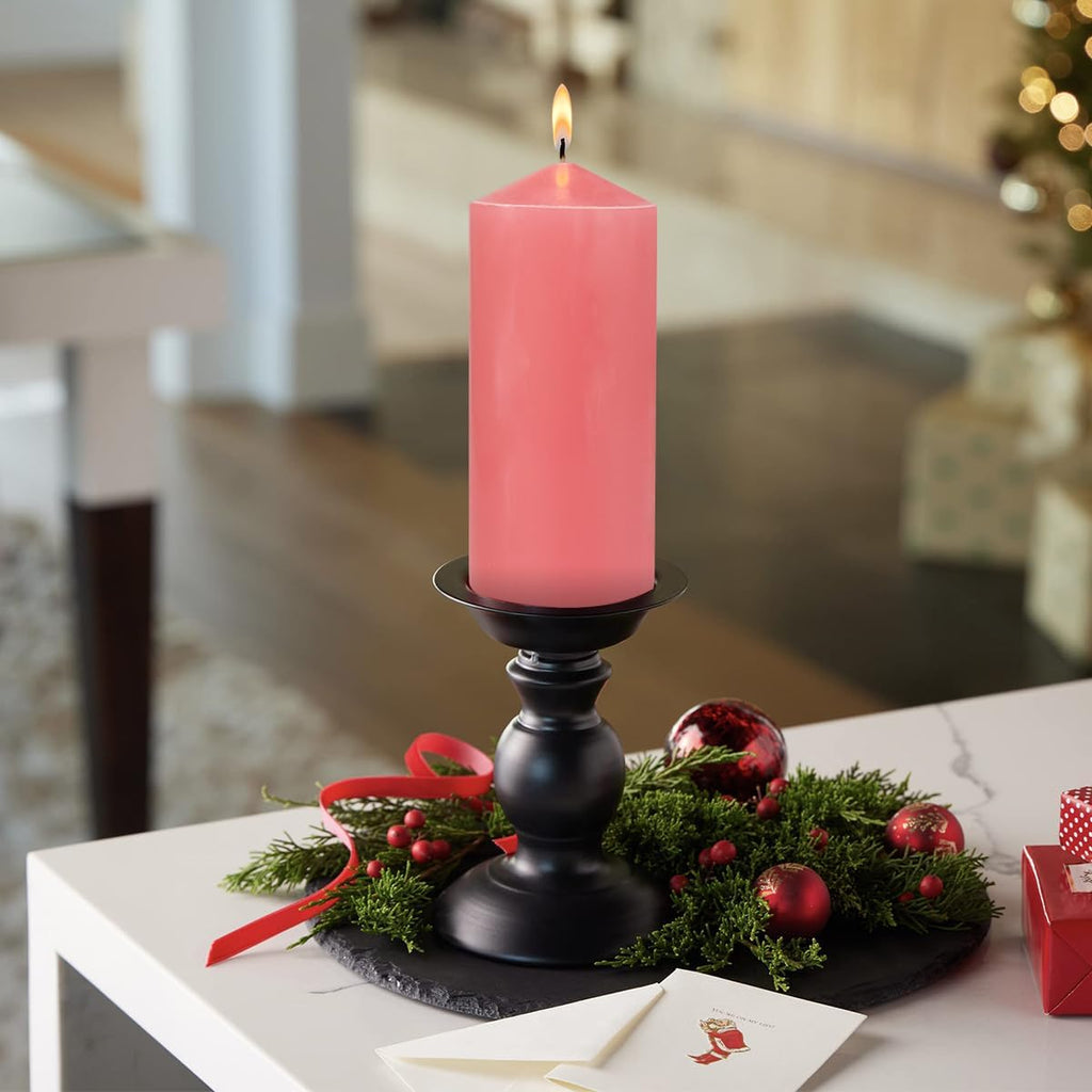 Pink Pillar Candles for Romantic, 3x8 Inch Unscented Column Candles for Spa Church Weddings, Non-Toxic Smokeless and Dripless Hand Poured Emergency Candle