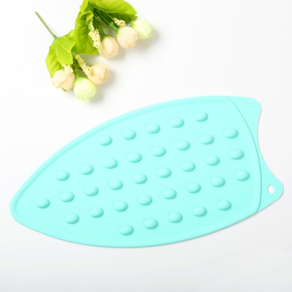 LeLehome Silicone Anti-Slip Iron Rest Pad for Ironing Board Hot Heat Resistant Steam Compact Mat, Home Kitchen Mat Blue Green, Teal