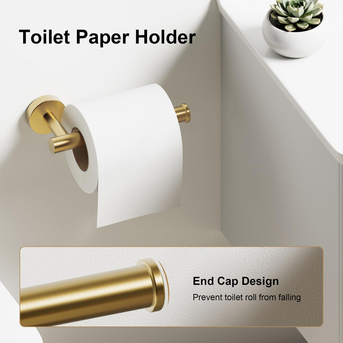 Brushed Gold Bathroom Accessories Set, 6 Pieces Bathroom Hardware Set Gold Bathroom Set, 24 Inch Towel Racks for Bathroom, SUS304 Stainless Steel Bath Towel Bar Set Toilet Paper Holder Wall Mounted