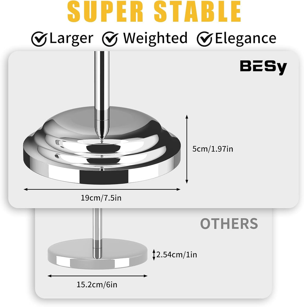 BESy Toilet Paper Holder Floor Stand, Bathroom Freestanding Chrome