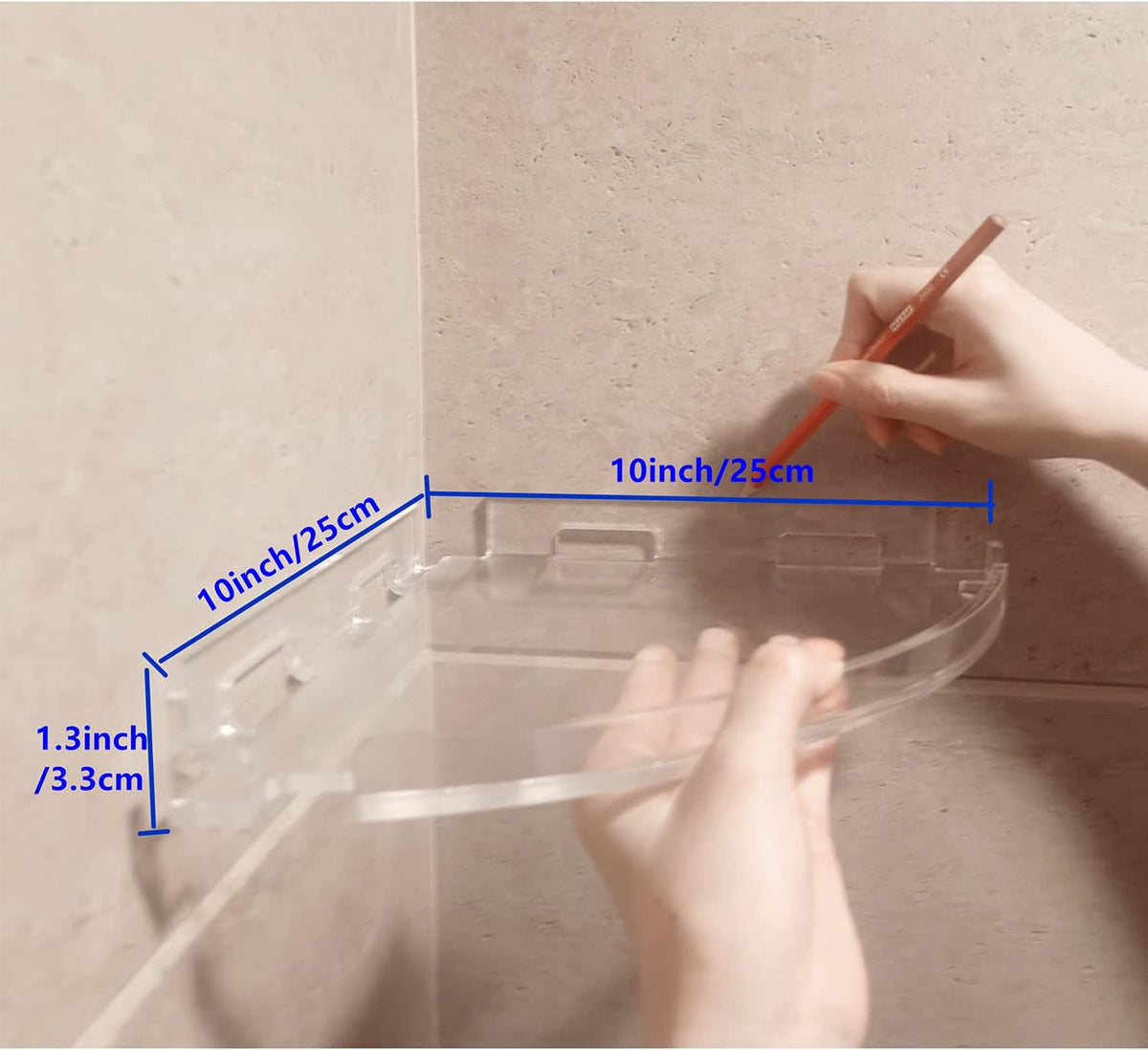JiePai Adhesive Acrylic Corner Shower Caddy 2 Pack, Rustproof Bath Shelf