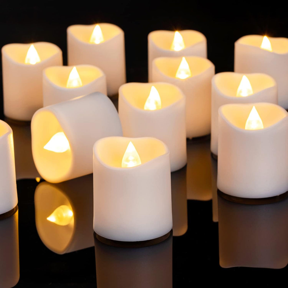 Homemory 24Pack White Flickering Flameless Votive Candles Led Tealights
