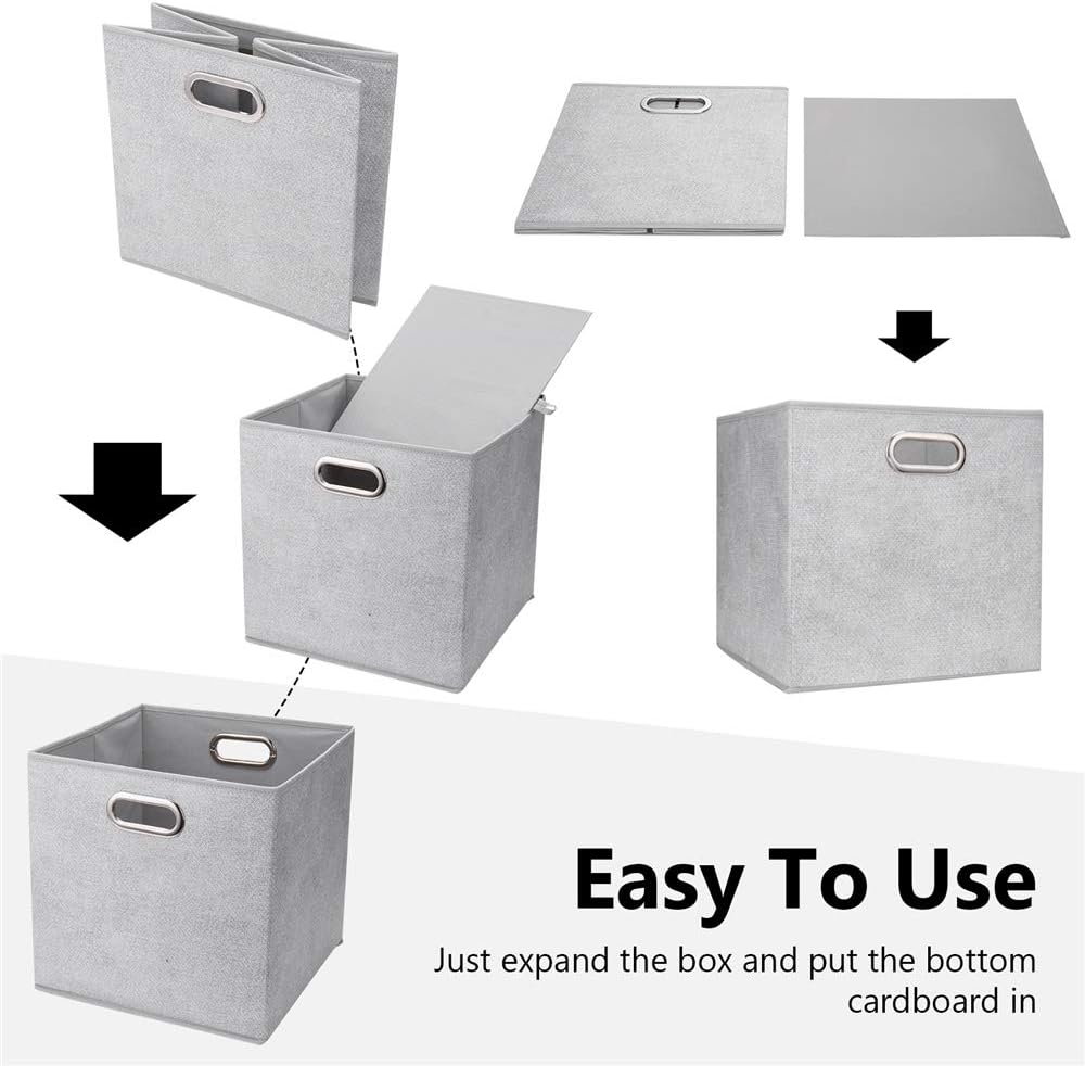 HSDTCollapsible Cloth Cubes Storage Bins Baskets Boxes Grey-White Lattice Pattern 10.5 x 10.5 x 11 Inches - Pack of 6,QY-SC14-6,Brush gradient(Set of 3)