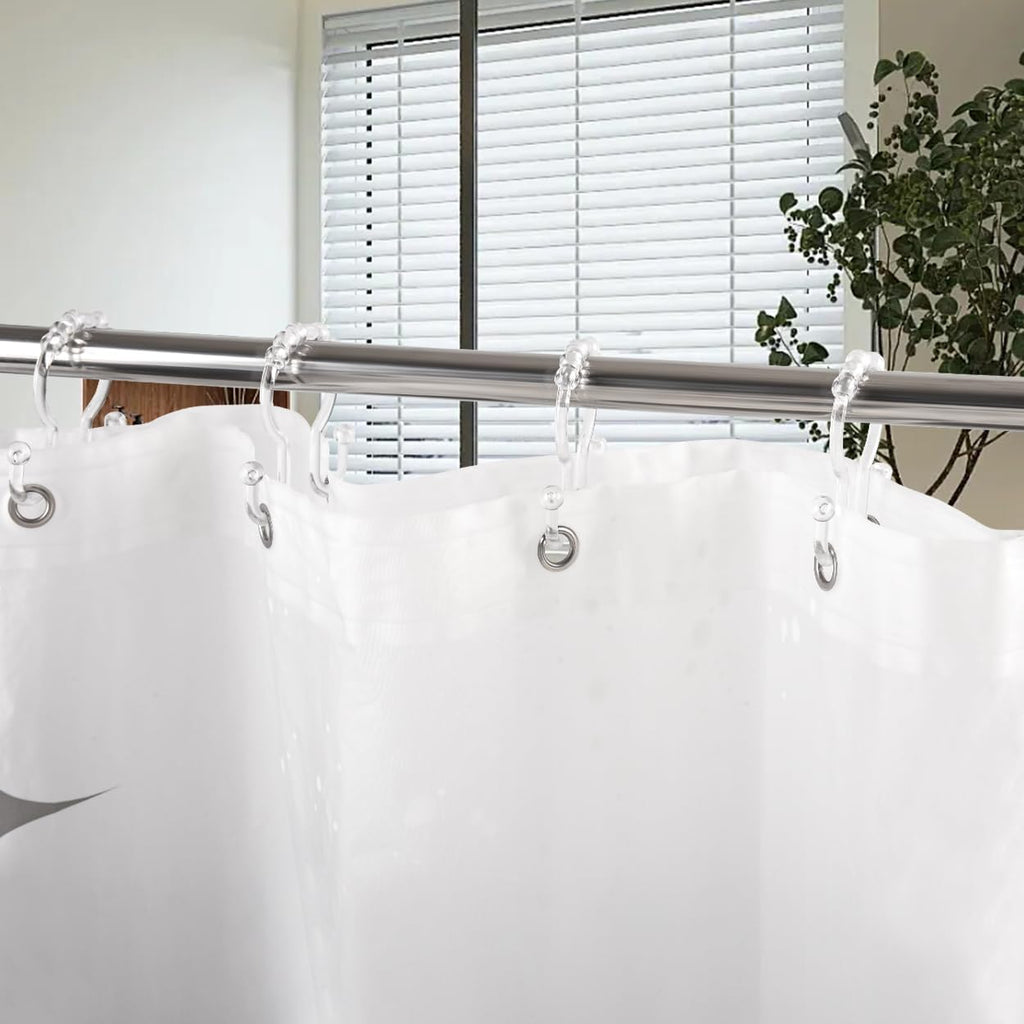 Resze Plastic Shower Curtain Hooks, 12 Pcs Clear Shower Curtain Rings Set