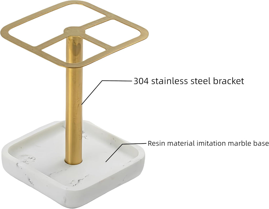 Gold Toothbrush Holder for Bathrooms - Practical Toothbrush Holders with Storage Design Space-Saving Organizer for Bathroom