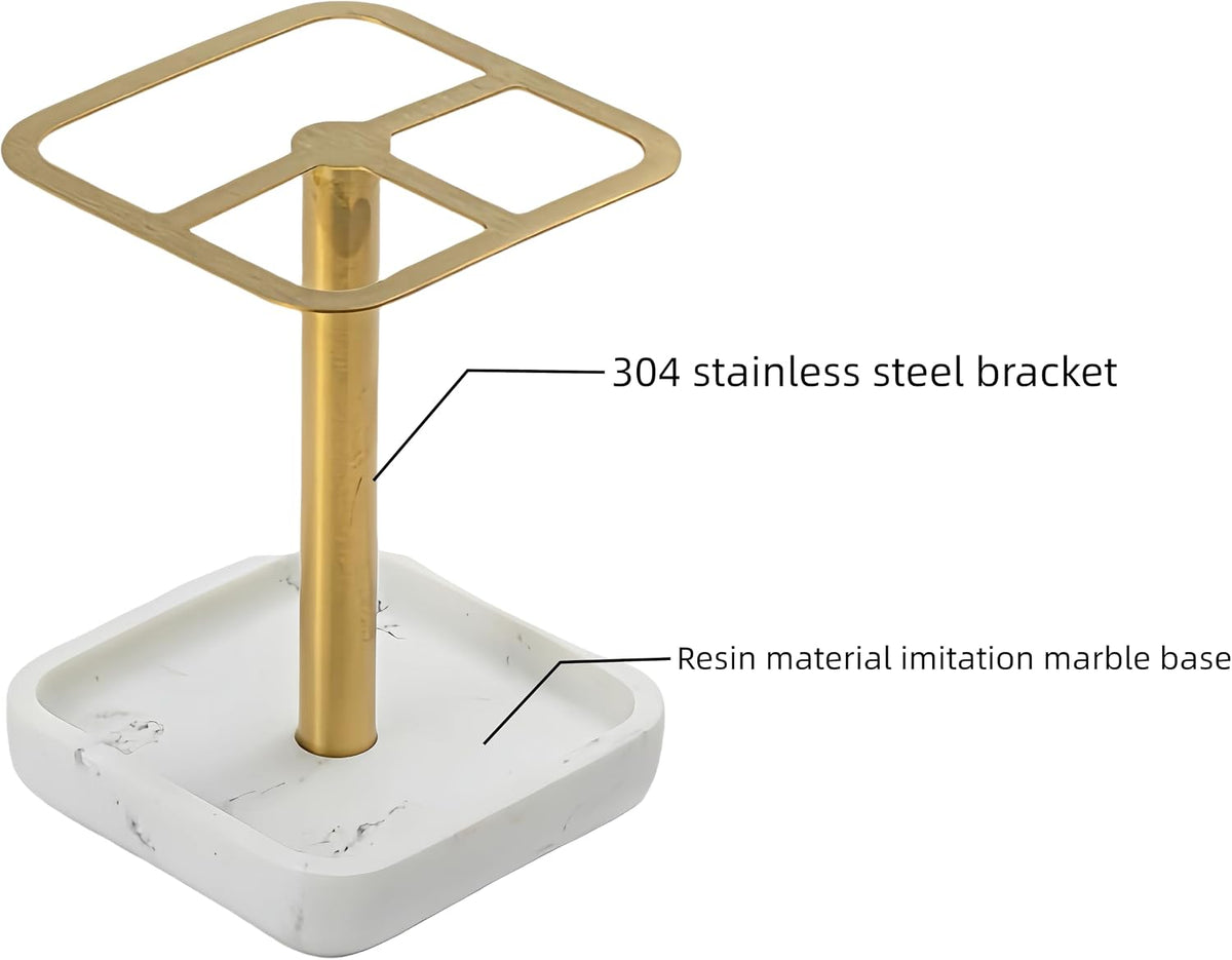 Gold Toothbrush Holder for Bathrooms - Practical Toothbrush Holders with Storage Design Space-Saving Organizer for Bathroom