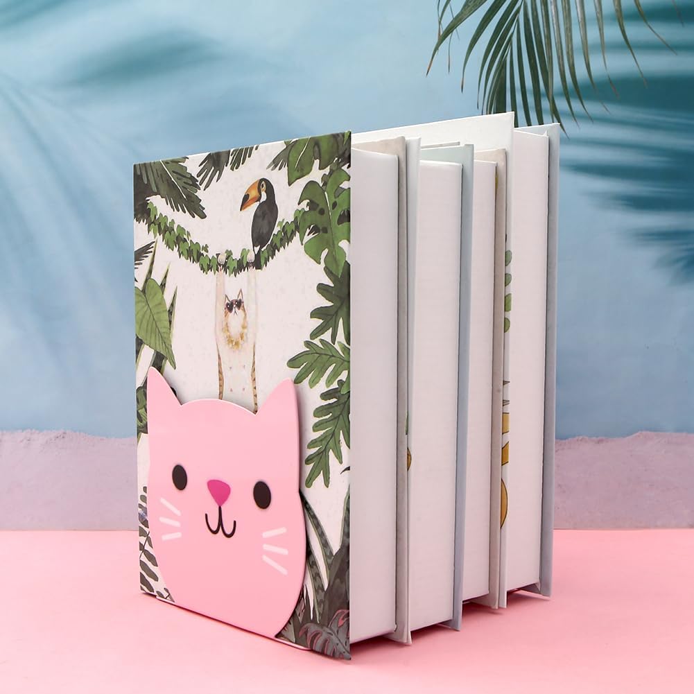 Lovely Pink Cat Kids Bookends Student Book Ends Cartoon Metal Bookends Office Desk School Library Decoration Bookshelf Book Organizer for Christmas Birthday Back to School Gift Gift