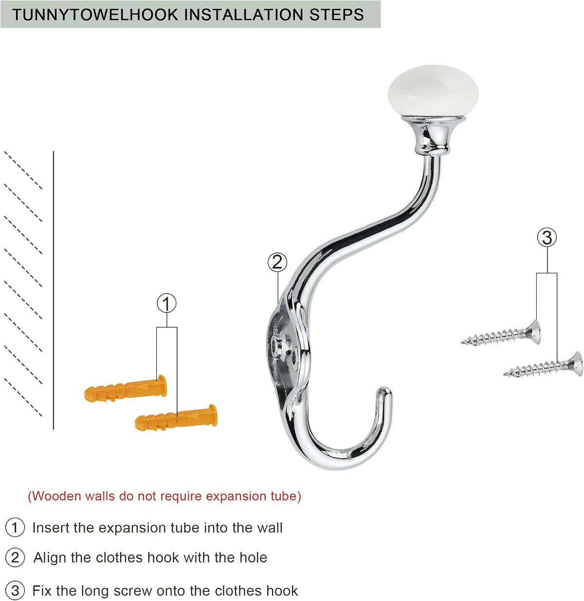 TUNNY Coat Hooks - 5 Pack Polished Chrome Towel Hooks Robe Hooks Decorative Wall Hooks for Bathroom Bedroom Kitchen Towel Robe Clothes Cabinet Closet Bathroom Hardware
