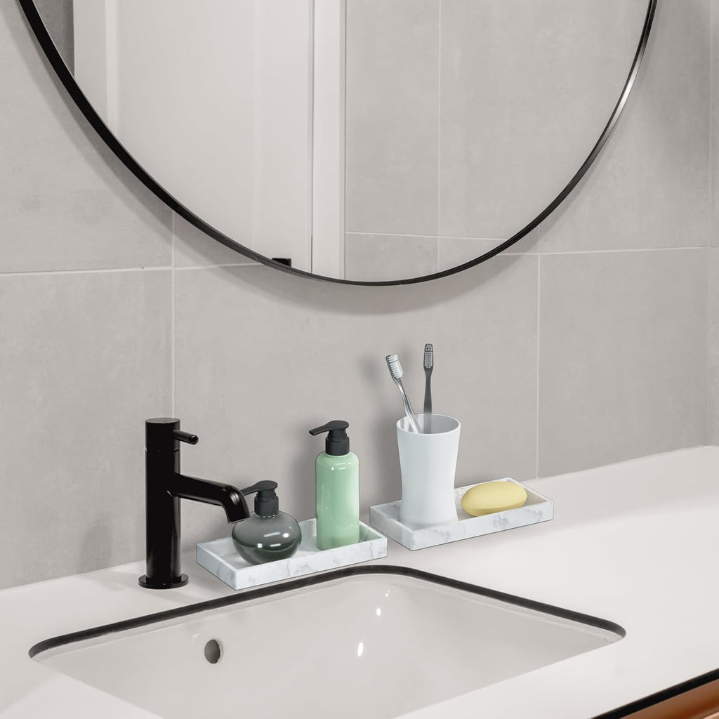 2 Pack Silicone Bathroom Vanity Tray Small 7.8"