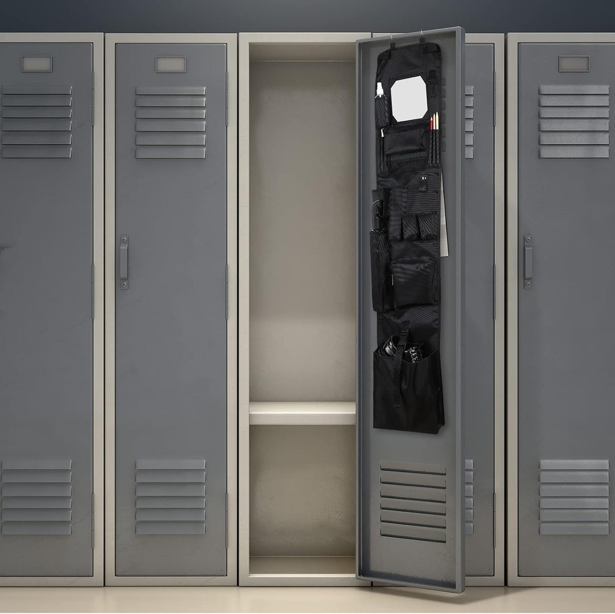 Woanger Locker Organizer Police Locker Hanging Organizer Mirror,Black,1 Pcs