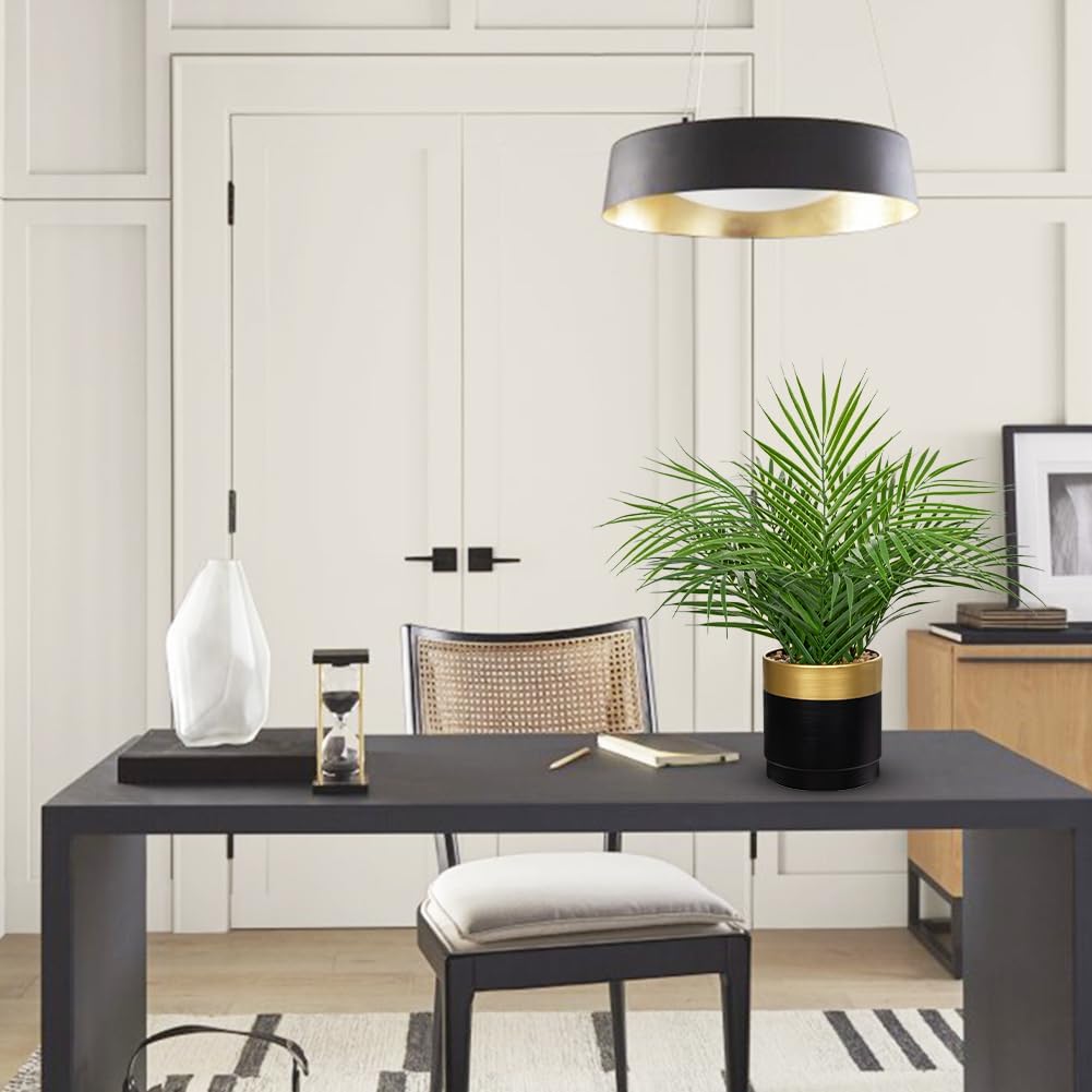 Briful Artificial Palm Plant in Metal Pot, 18.1" Small Faux Areca Palm Tree
