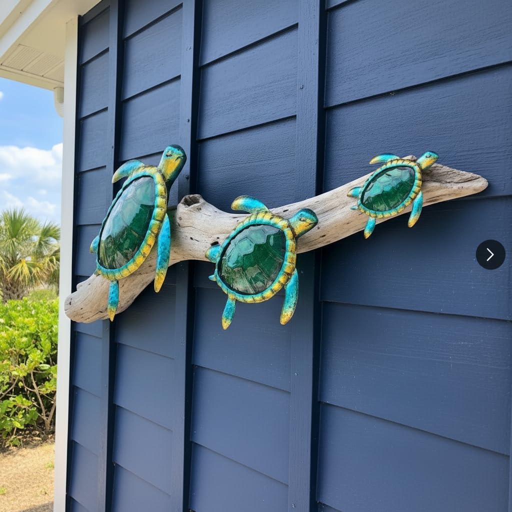 Comfy Hour 16 Inch Sea Turtle Wall Decor, Metal Wall Art, Set of 3