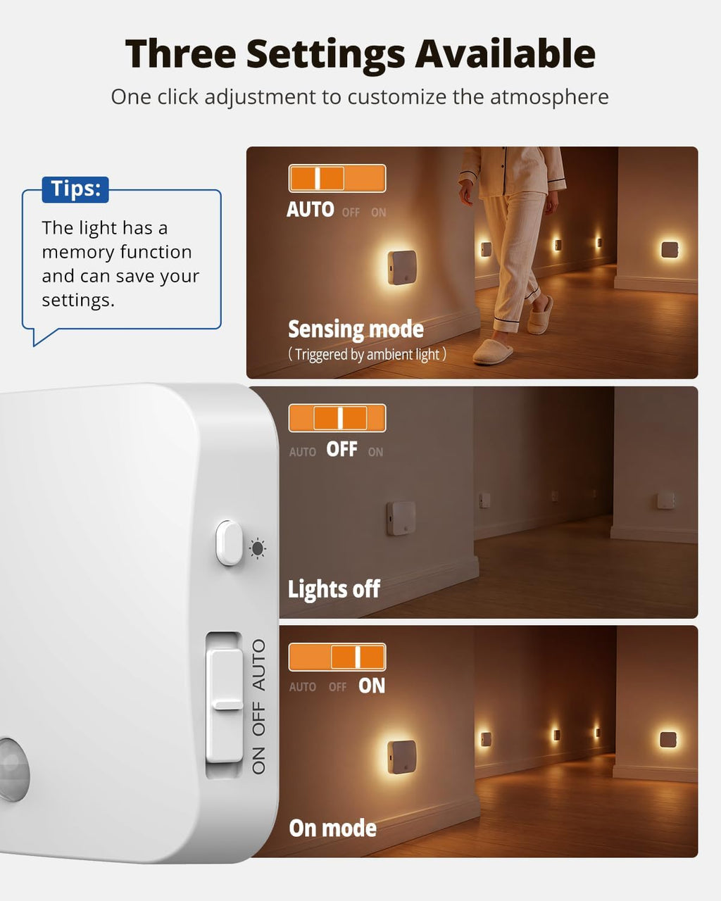 Rechargeable Night Light Backlit, Amber Motion Sensor Light Indoor, 4 Pack
