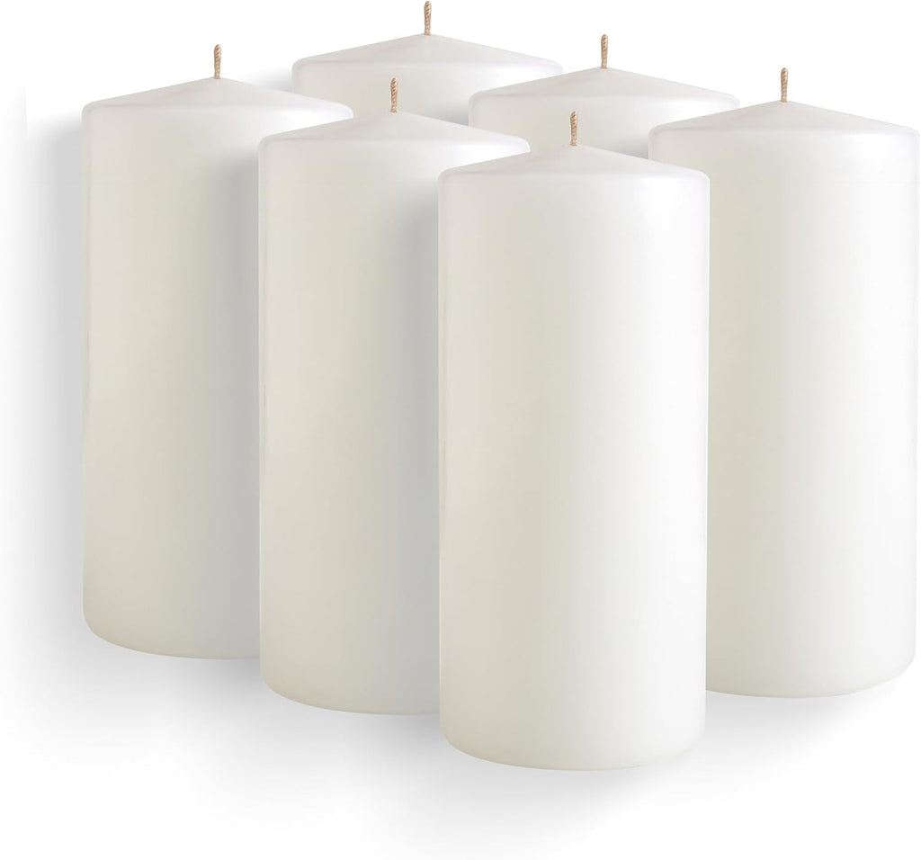 Simply Soson White Pillar Candles 2.75x6 Set of 6, Unscented Bulk Pack