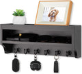 Nekon Key Holder Wall Mount, Pine Wooden Mail Organizer, Black