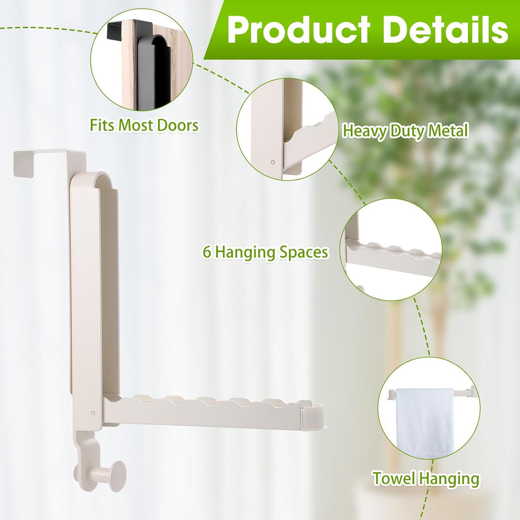 Over The Door Drying Rack, 2 Pack White Foldable Clothes Hanger Doors Hooks