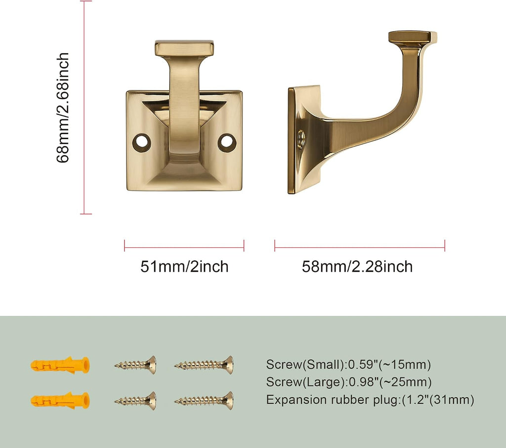 SAILING 5 Pack Coat Hooks - Champagne Bronze Robe Hooks Decorative Wall Hooks for Bathroom Bedroom Kitchen Towel Robe Clothes Cabinet Closet Bathroom Hardware