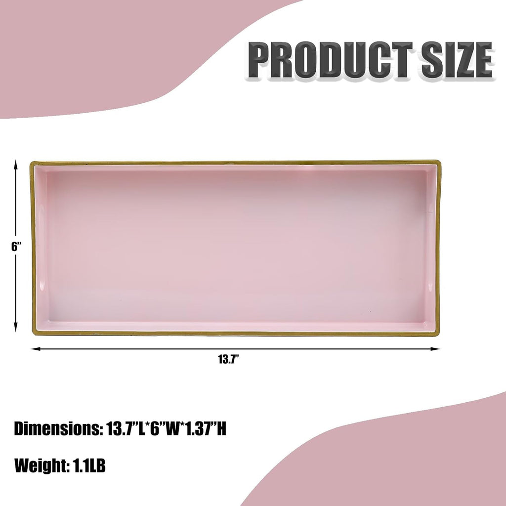 Pink Vanity Tray with Handles, Decorative Tray