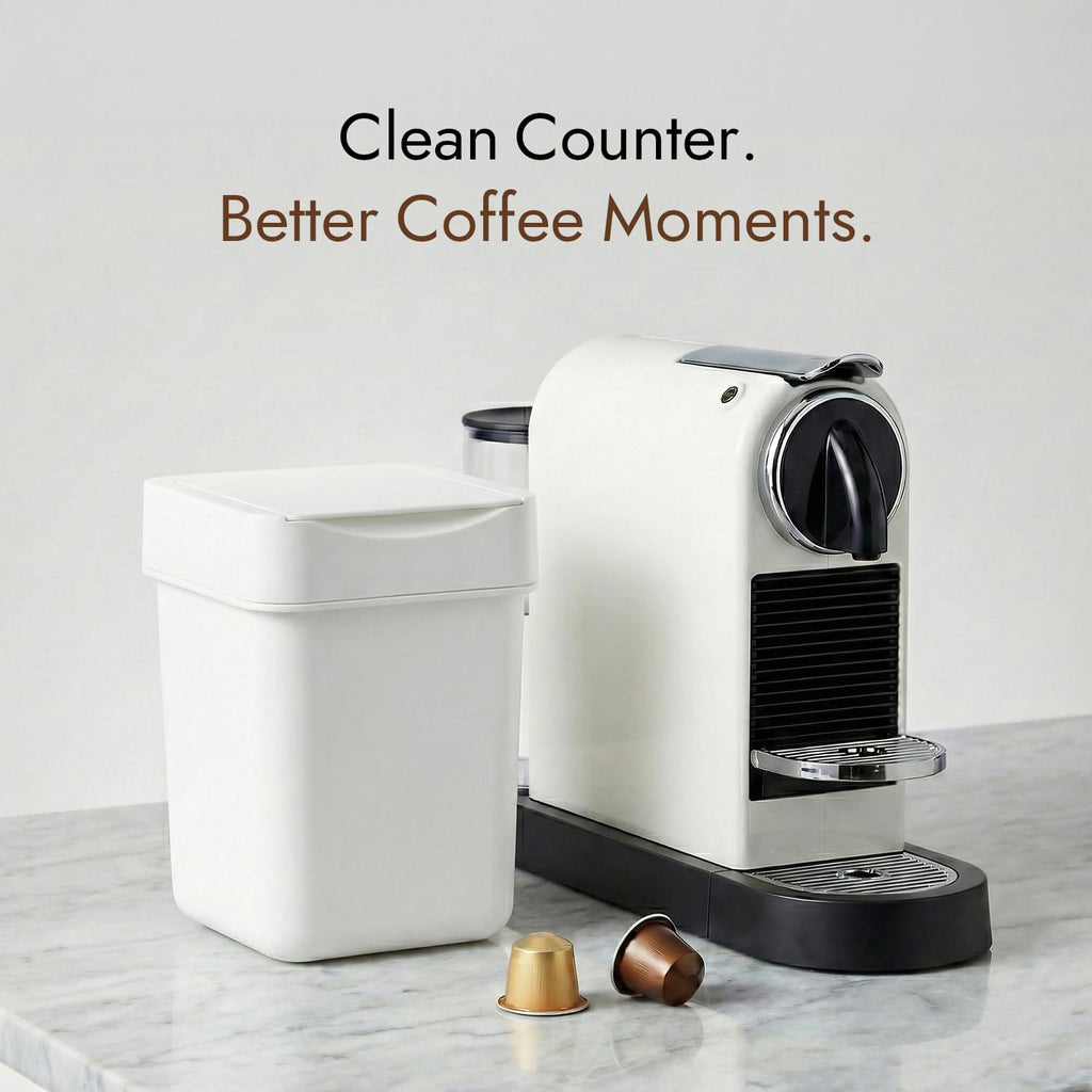 carrotez Coffee Bar Mini Trash Can, 0.5 Gal / 2L - White