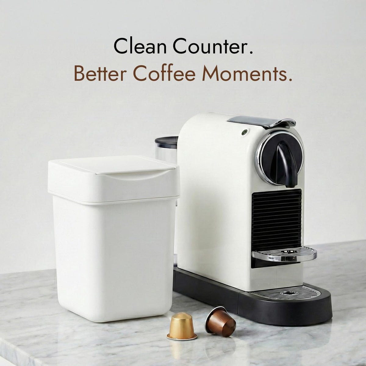 carrotez Coffee Bar Mini Trash Can, 0.5 Gal / 2L - White