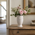 hjn White Ceramic Vase- French Flower Vase for Decor Small Vintage Vases for Flowers/Home Decoration/Kitchen/Table/Living Room/Shelf/Mantel/Office-Height-6.8"