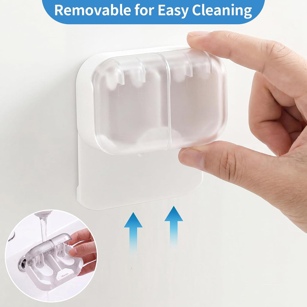 Adhesive Toothbrush Holder with Cover for Bathroom