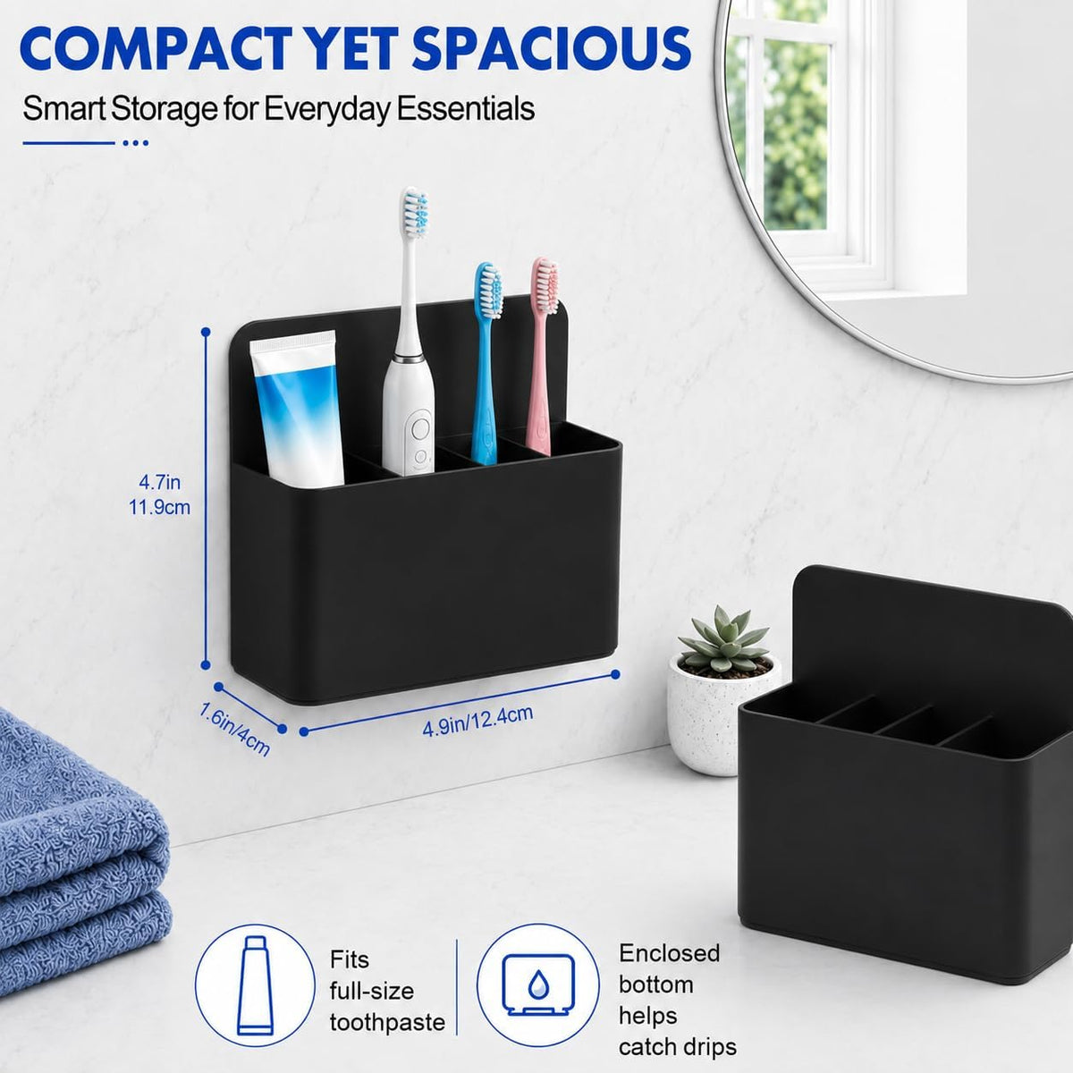 AgePlace 2 Pack Magnetic Toothbrush Holder for Cruise Ship Cabins, Toothbrush Holders Wall Mounted with 3 Removable Dividers, Travel Must Haves, Cruise Essentials 2026 for Alaska & Caribbean Cruises