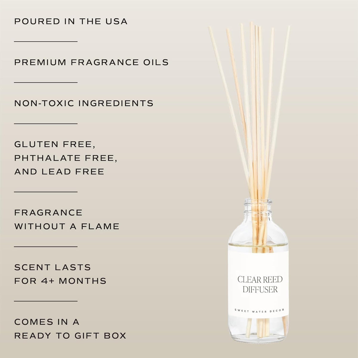 Sweet Water Decor Be Still & Know Clear Reed Diffuser Set – Aromatherapy Home Fragrance with Sea Salt, Jasmine, Cream & Wood Notes – Long-Lasting Scent for Bedroom & Bathroom – Lasts Up to 4 Months