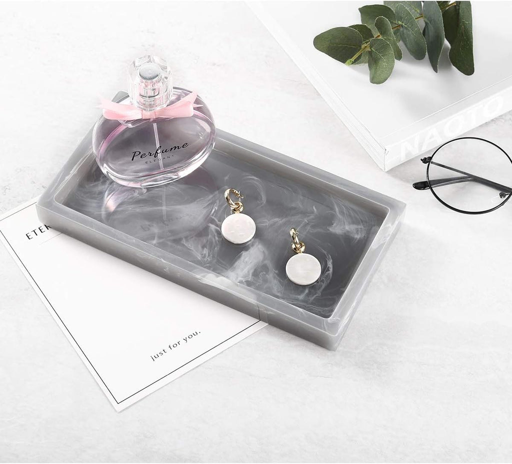 Luxspire Resin Bathroom Vanity Tray Countertop Organizer, Mini, Ink Gray