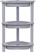 ELYKEN Corner Shower Caddy Standing, 3 Tier Plastic Shower Organizer, Grey