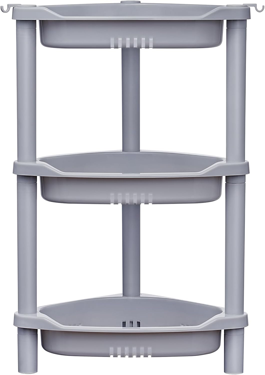 ELYKEN Corner Shower Caddy Standing, 3 Tier Plastic Shower Organizer, Grey