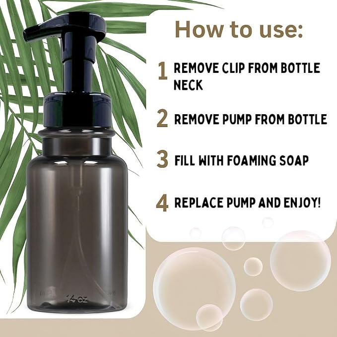 14 oz Plastic Foaming Soap Bottle Dispenser (Gray/Black)