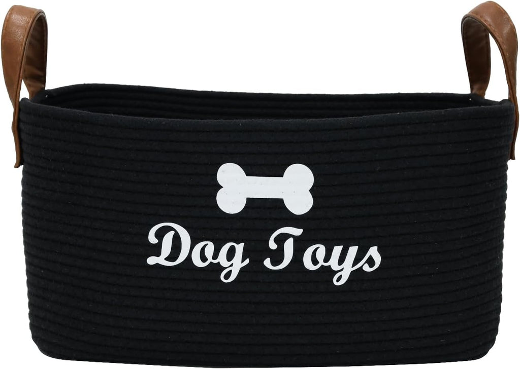 Morezi Dog toy basket, 16.5"x10.6"x 7.5" puppy toy basket bins, pet organizer, laundry basket storage bin - Perfect for organizing toys, blankets, leashes, coat and stuff - Black