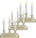 Xodus Battery Operated Window Candles, Pewter, 3-Arm Candelabra, 3 Pack