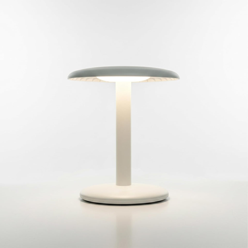 Brightech Zeno Cordless LED Table Lamp - Small 7.5in Touch Dimmable Bedroom, Side Table, End Table, Desk - Modern Rechargeable Portable Bedside, Living Room Light, Great for Outdoor, Camping - Cream
