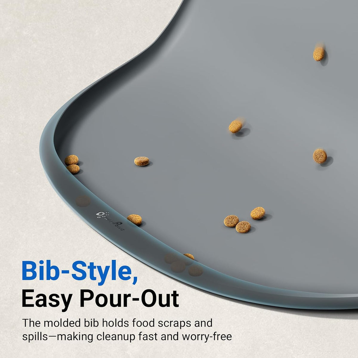 DownyPaws Cat Food Mat,Silicone Waterproof Feeding Mat, 18"×12.5", Gray