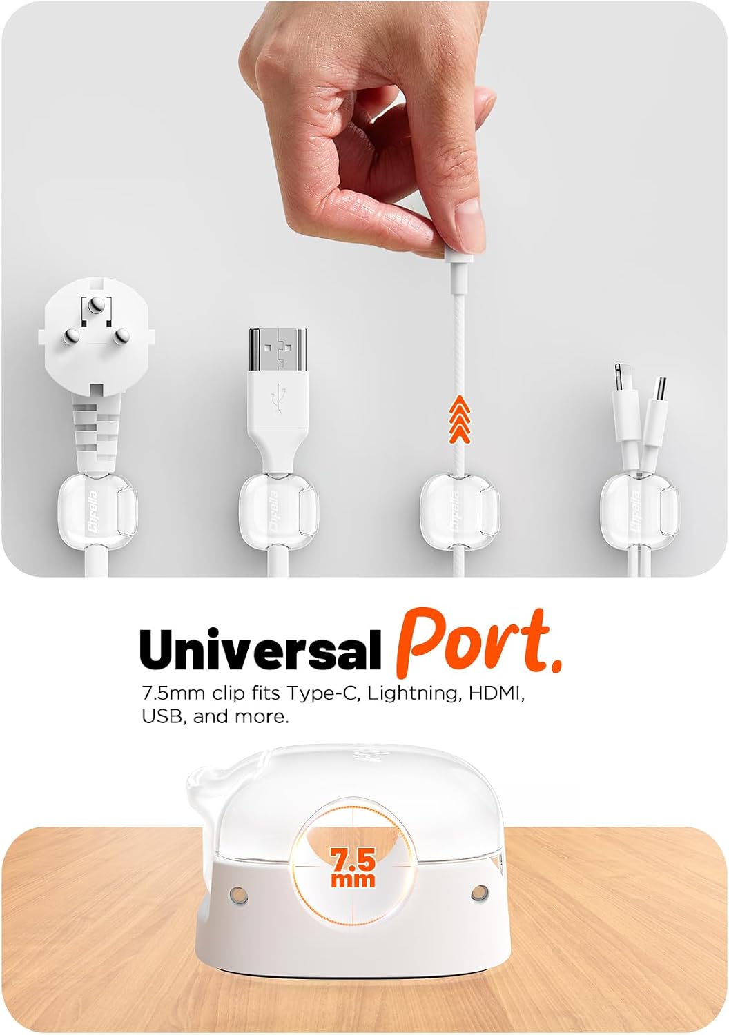 Cable Clips,8 Pack Cord Holder Cord Organizer [1s Lock & Strongest Adhesive] Spring Cord Clips Phone Charger Wire Desk Cable Management Nightstand Home Office School Decor Women Desk Accessories White
