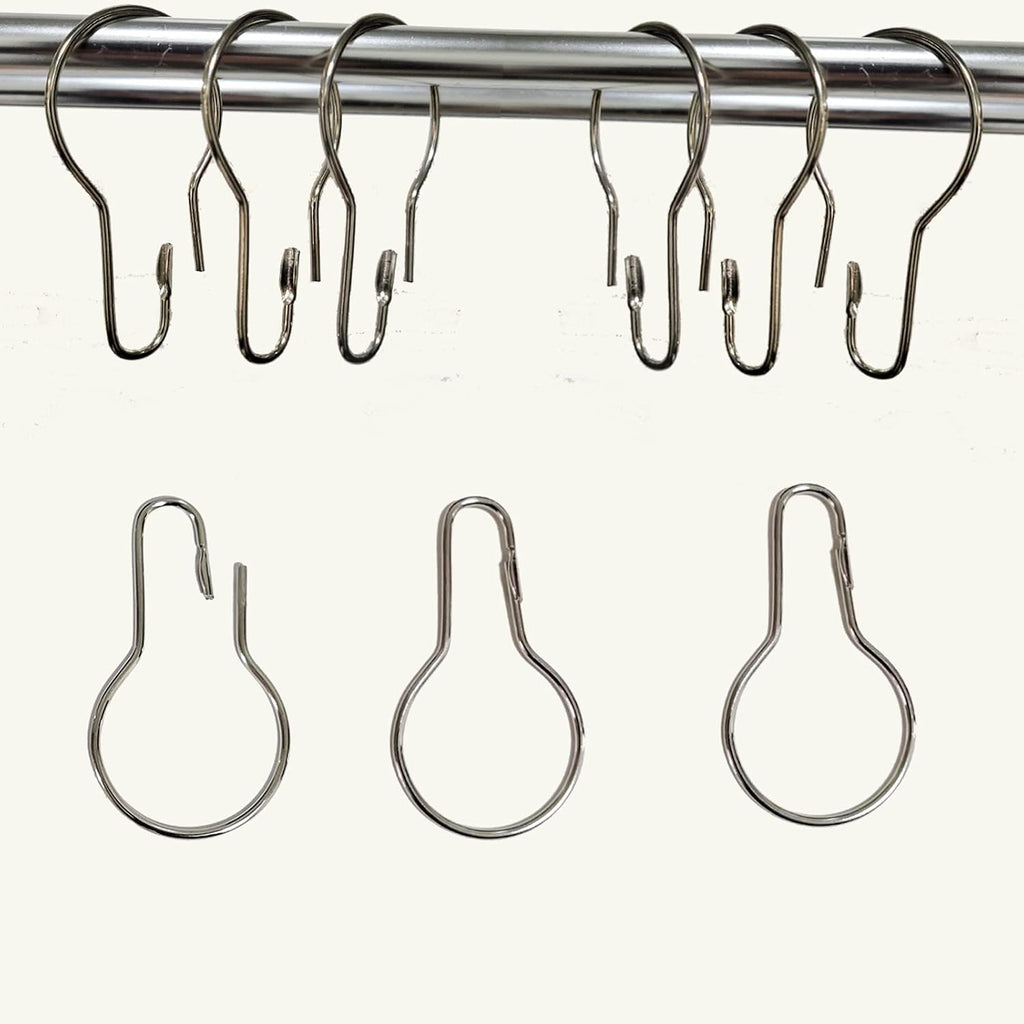 Shower Curtain Rings Hooks, Rust-Resistant Metal Shower Curtain Hooks, Stainless Steel Shower Curtain Rings for Bathroom Shower Curtain Rod (50PCS)
