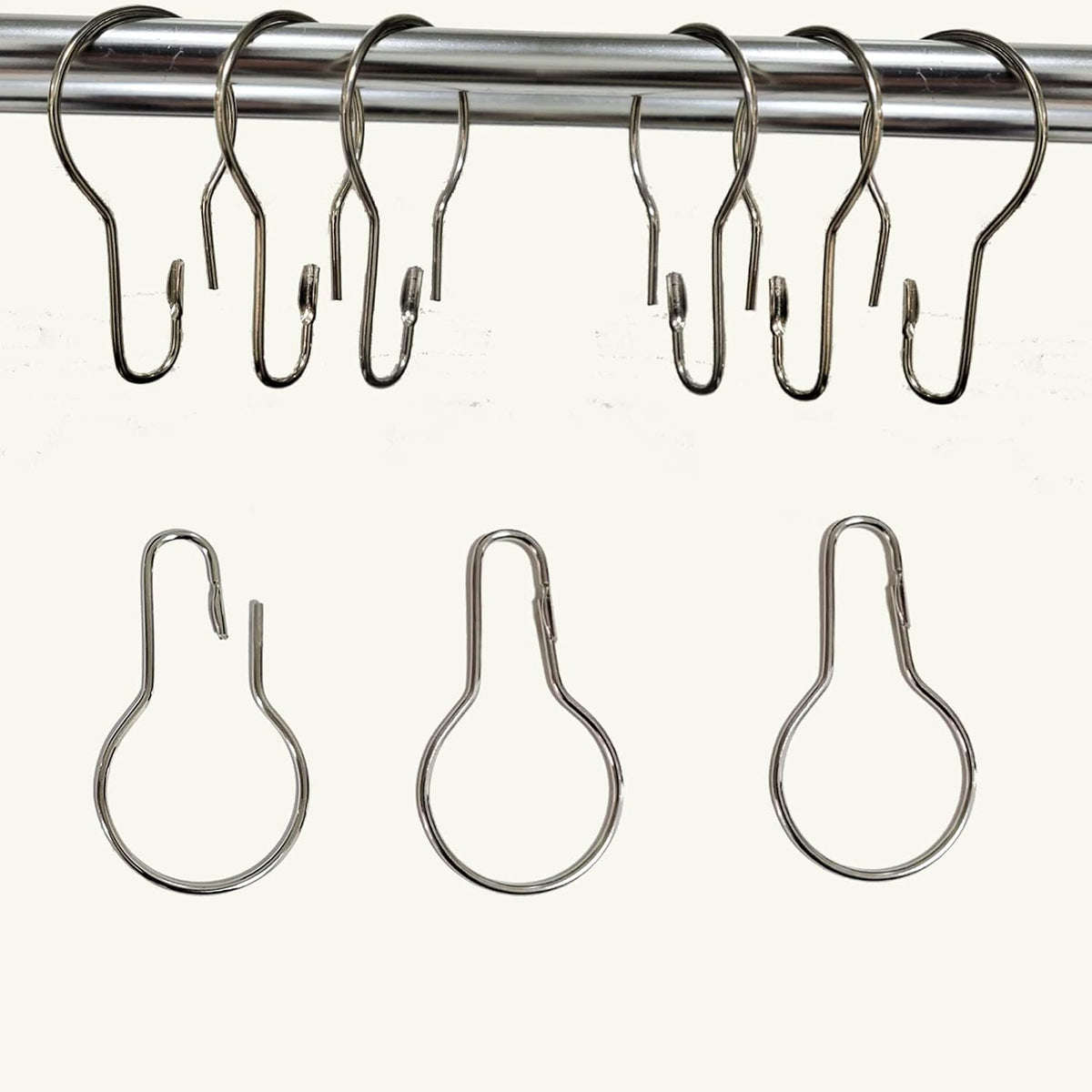 Shower Curtain Rings Hooks, Rust-Resistant Metal Shower Curtain Hooks, Stainless Steel Shower Curtain Rings for Bathroom Shower Curtain Rod (50PCS)