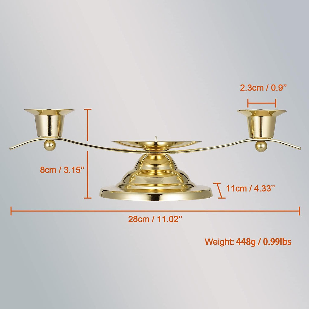 ACHIBANG Gold Unity Candle Holder for Wedding Ceremony – 3-Arm Candle Stand with Center Spike for Pillar and Taper Candles, Elegant Metal Wedding Decor