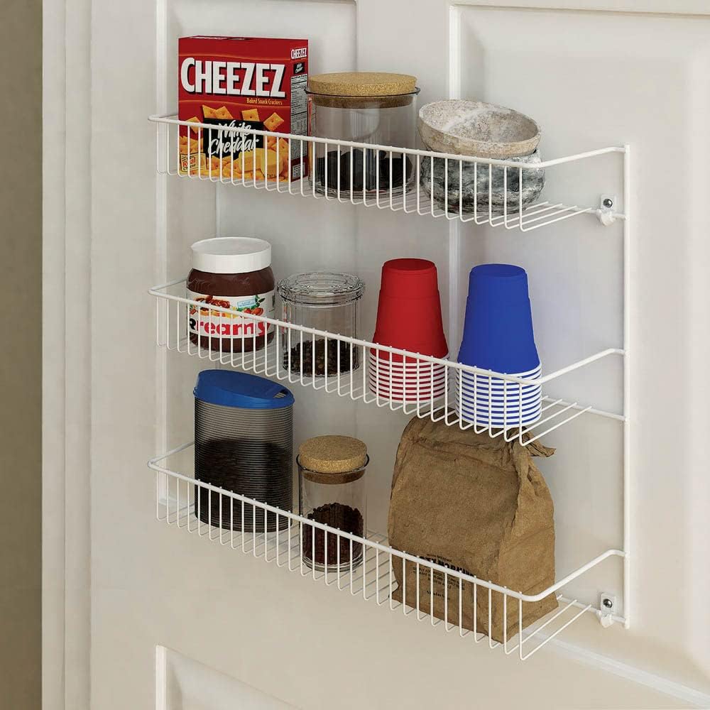 ClosetMaid 3-Tier Hanging Wall Mounted Metal Rack for Spices, Shelf Storage, Pantry Organization, Laundry, Kitchen, Bathroom, White, 8022