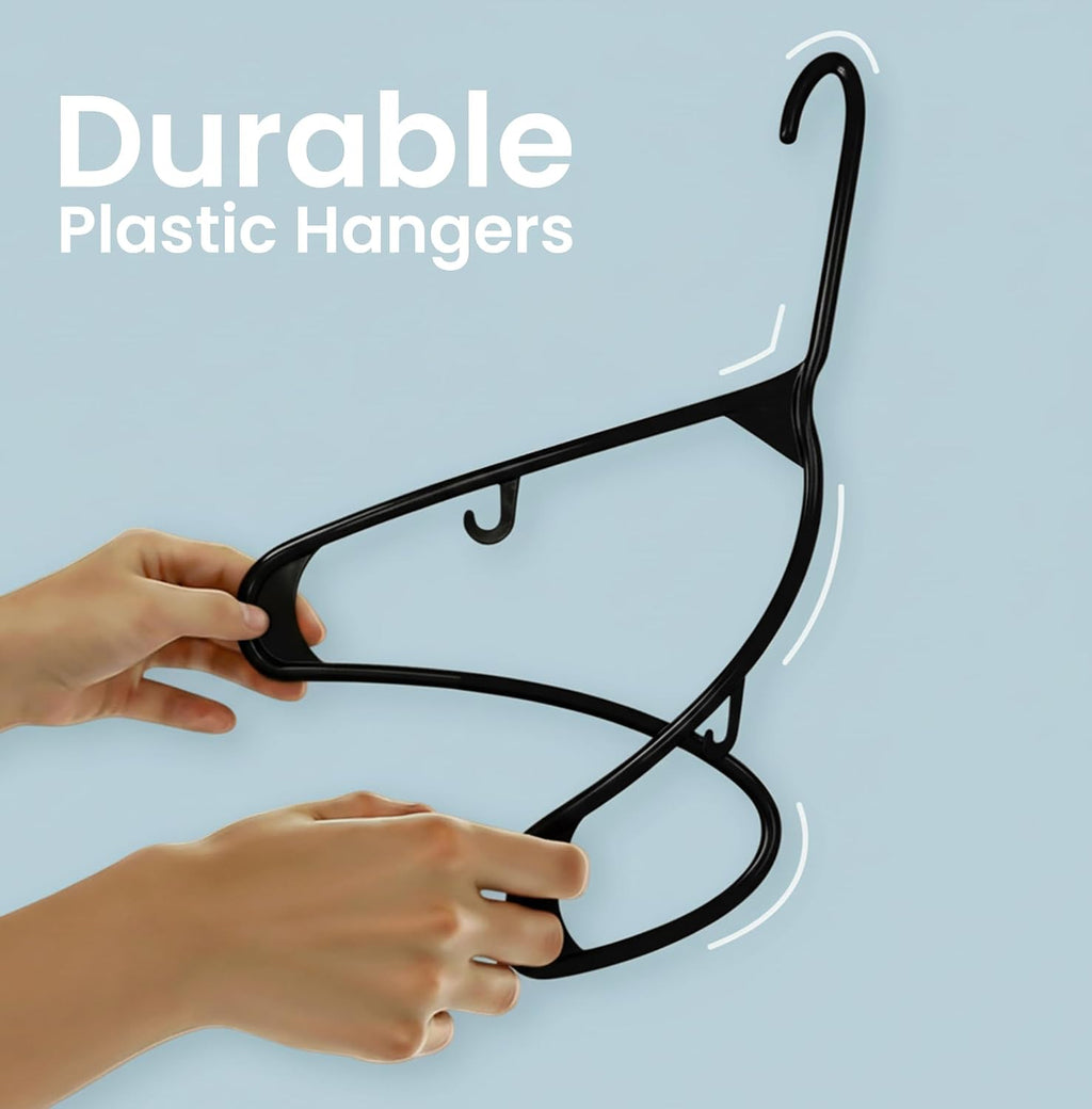 Utopia Home Plastic Hangers 20 Pack – Built-in Strap Hooks Black