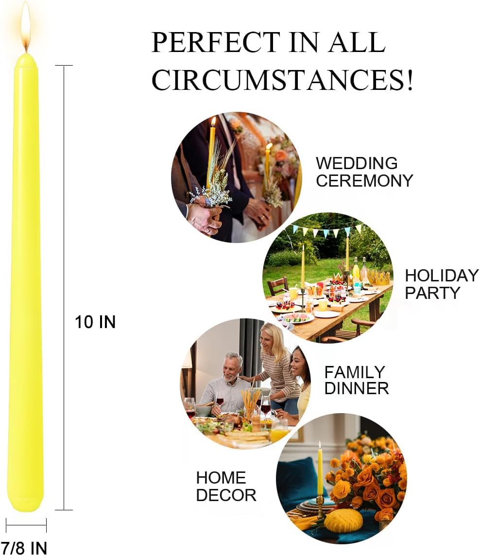 10 Inch Multi-Color Taper Candles for Religious and Spiritual Settings, 12 Pack Unscented Candlesticks in 6 Colors for Holiday, Seasonal Celebration and Home Decoration